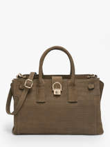 Sac Port� Main M Equestre Croco Cuir Etrier Beige equestre croco EEQC142M-vue-porte